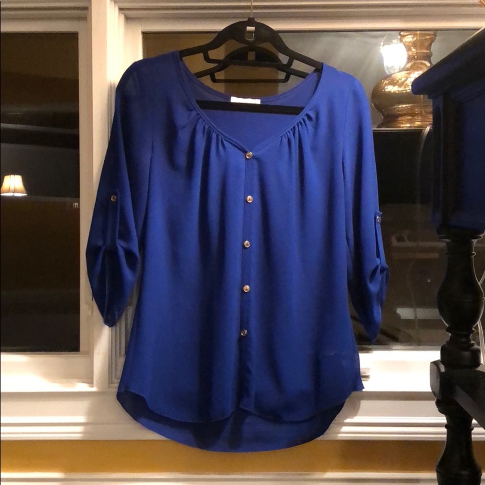 Like NEW Blue Blouse Gold Buttons!